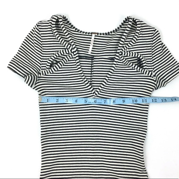 Free People Black and White Striped Rib Knit Top - Picture 5 of 7
